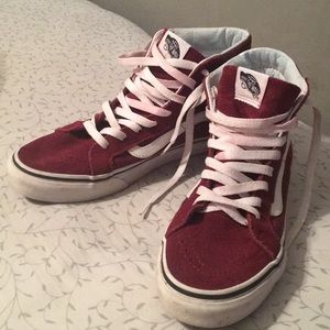 Vans maroon high tops faux suede